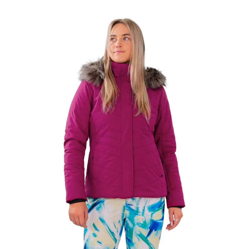 Obermeyer Tuscany Elite Women's Ski Jacket in Feel the Beet Pink- Model