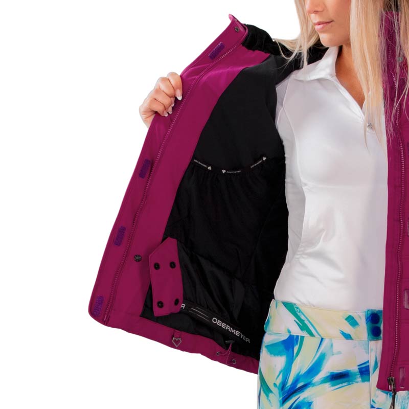 Obermeyer Tuscany Elite Women's Ski Jacket in Feel the Beet Pink- inside pockets details